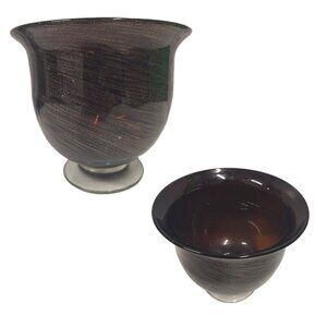 Beautiful Black and Gold Wide Open Vase